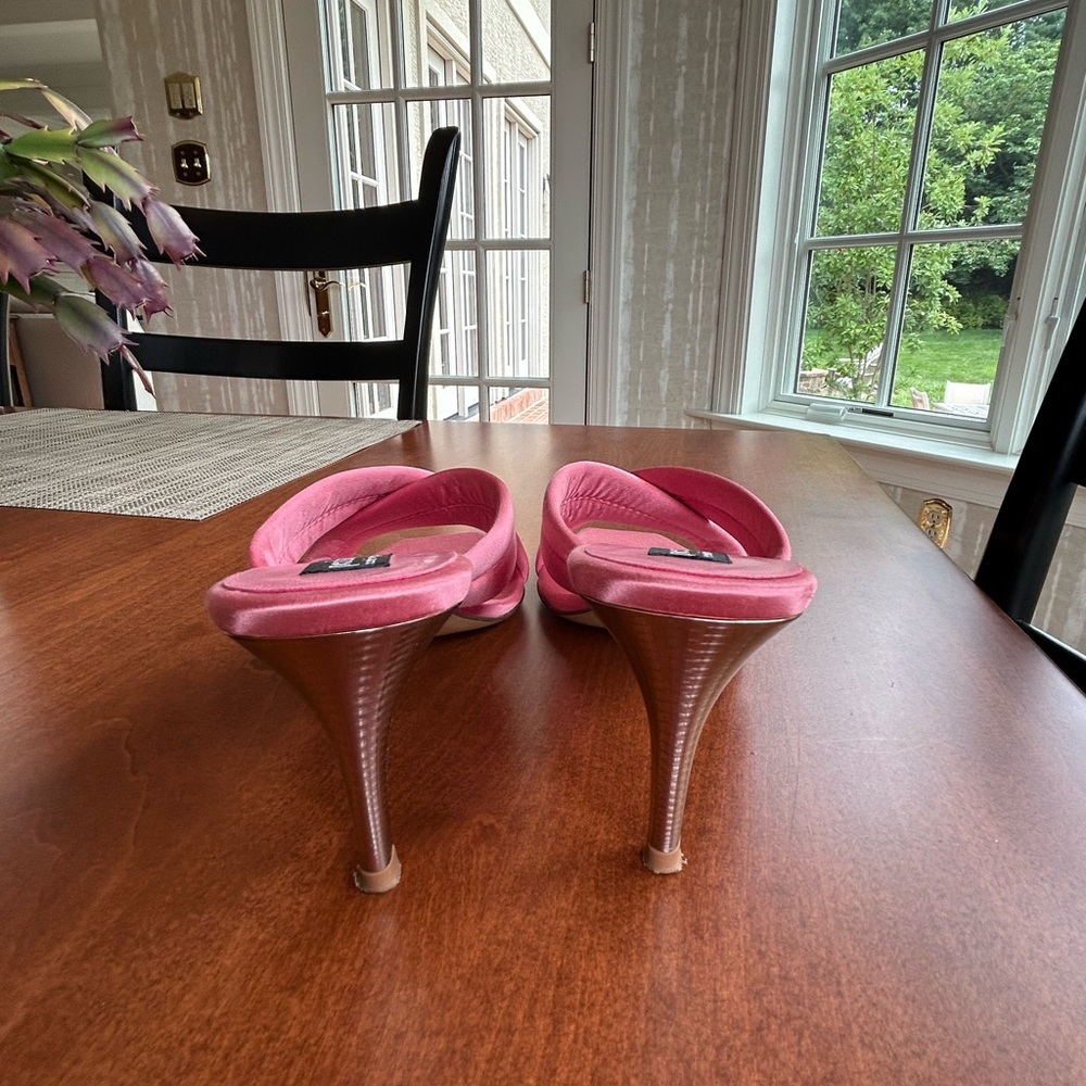 Pink Satin Slide Heels Sandals Size 40 - Picture 5 of 7